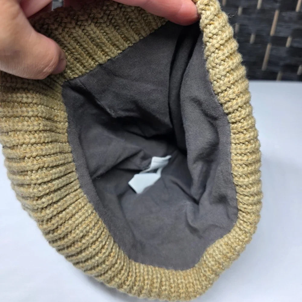 The North Face Heritage Beanie Hat Tan Ribbed Knit Cuffed OS F751464